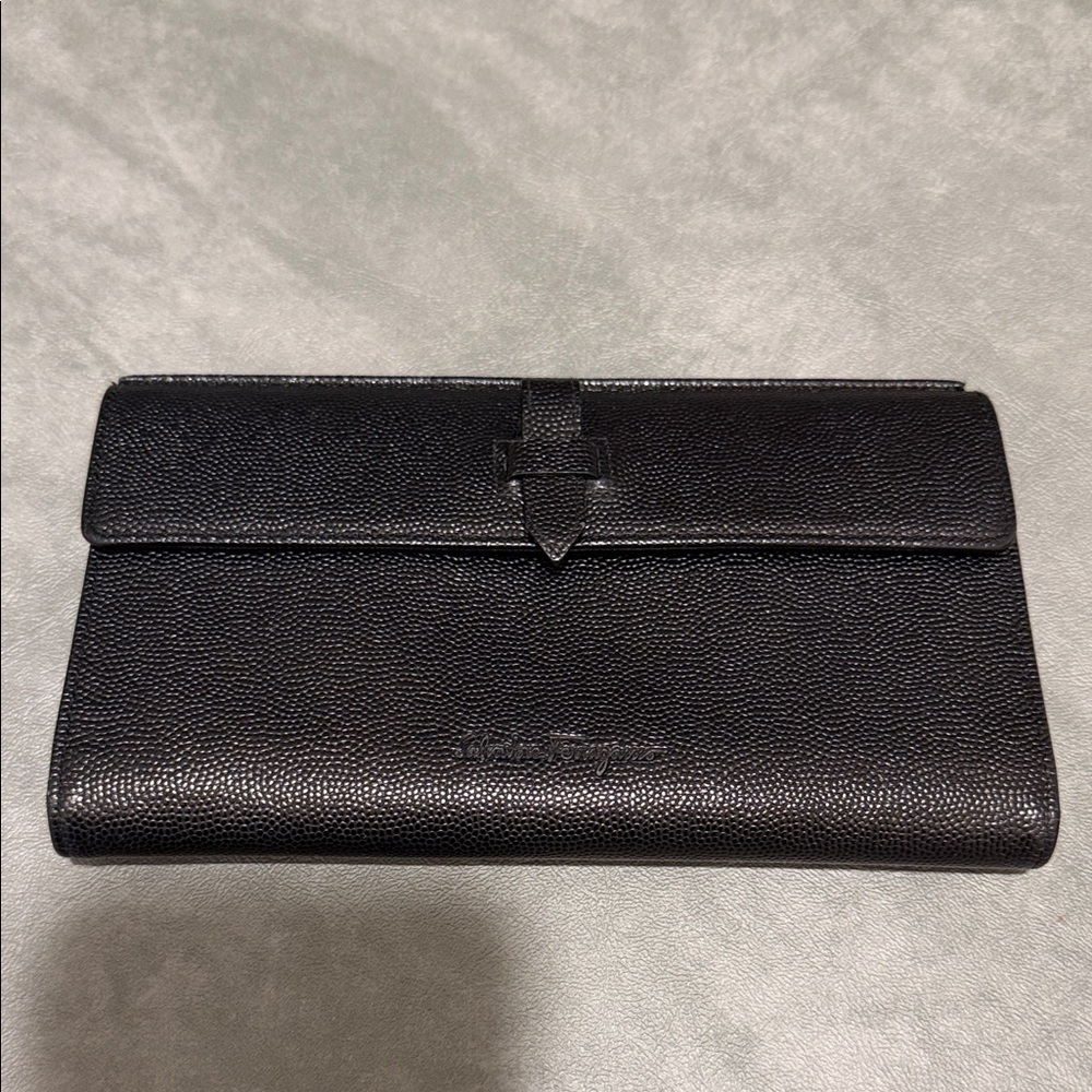 Salvatore Ferragamo Textured Black Leather Accessory made in Italy